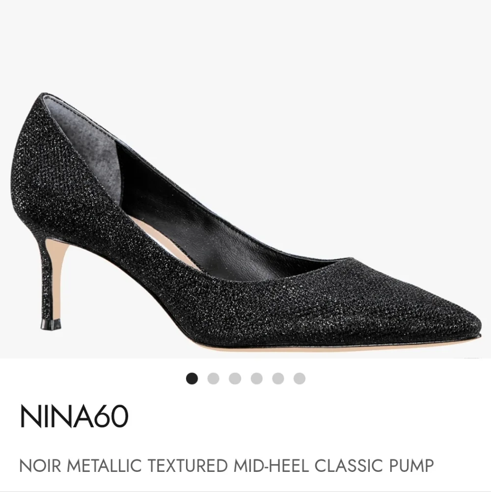 Nina 60 Black Metallic Textured Heel, Sz 9.5